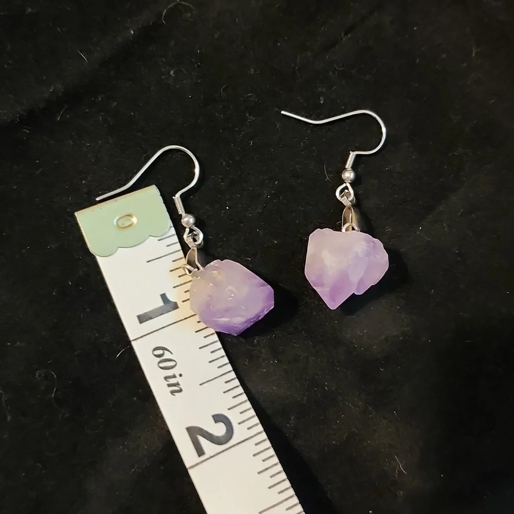 Rough Synthetic Amethyst Pendant‎ and Earrings Set